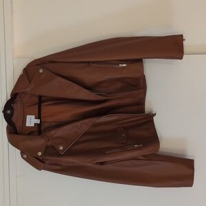 Brown "leather" moto jacket
